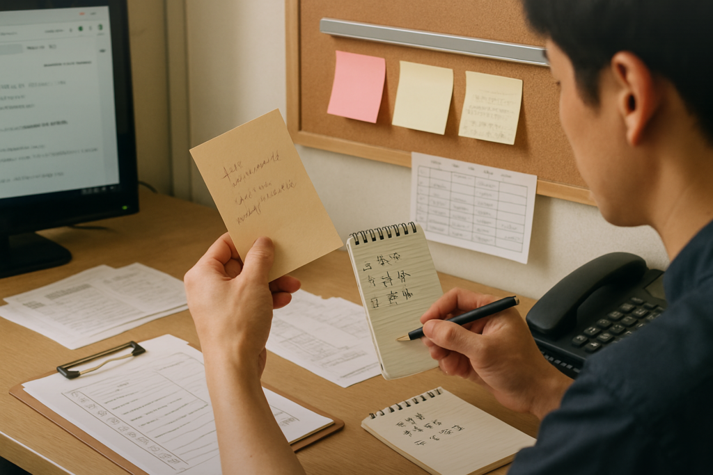 “優先順位が合わない職場”を小さな合意で整える——割り込み・期限仕事・定型事務を3階建てにし、表示・台本・朝10分で運用する実務セット