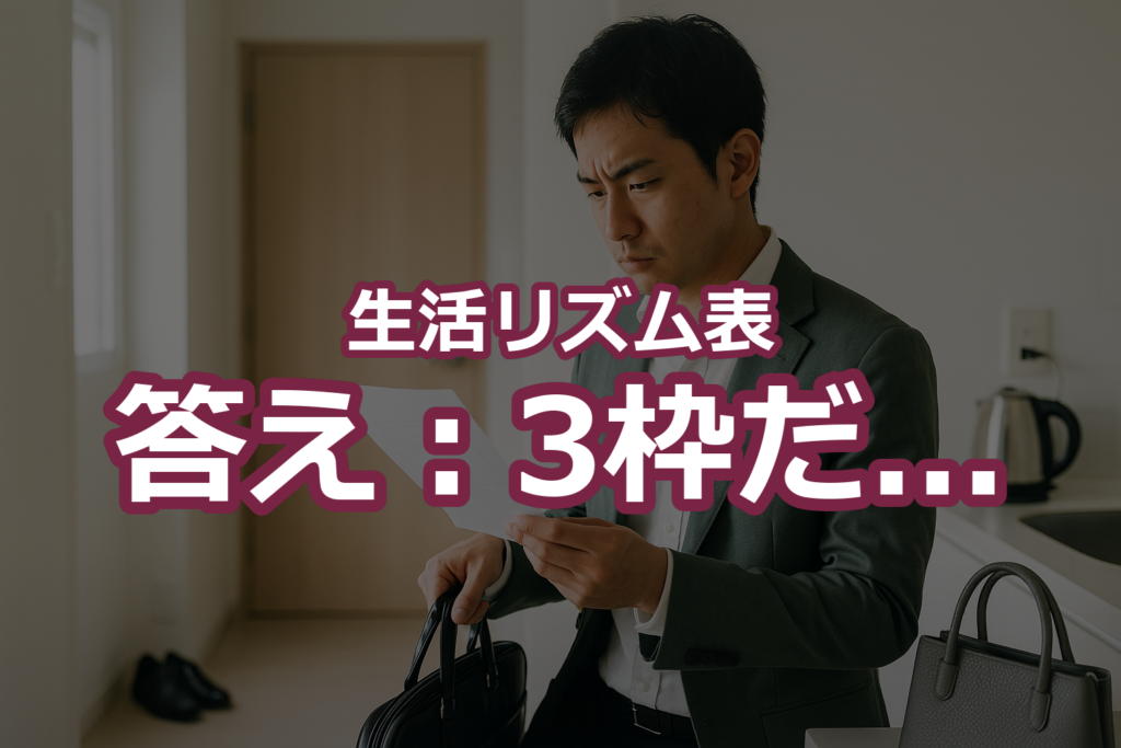 生活リズム表は3枠で足りる：出勤前・帰宅後テンプレと30秒更新ルール