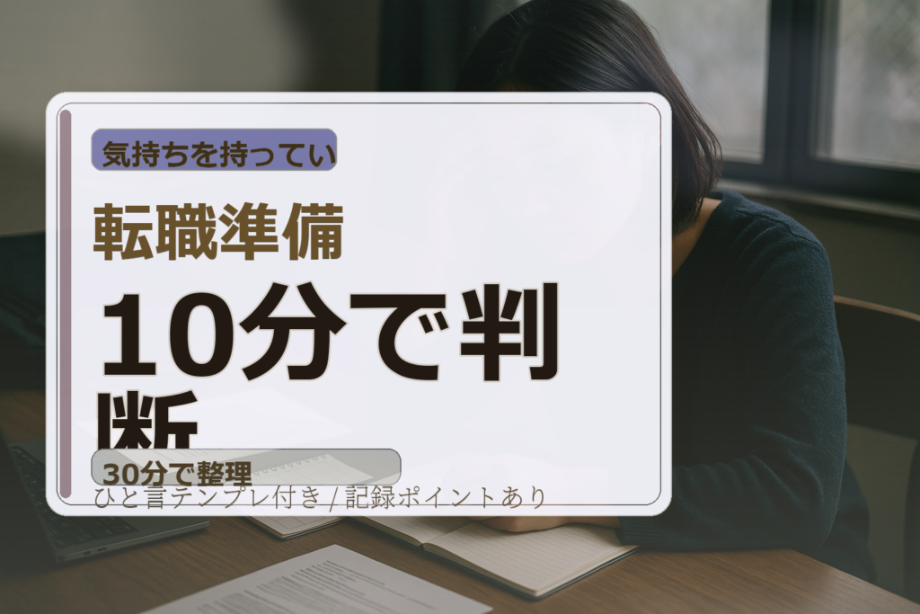 転職準備は30分×週3で回す：在職中でも続く運用ルールとテンプレ集